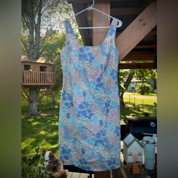 Newport News 100% Linen Women’s Sleeveless Muted Floral Dress Size 10 Feminine - Picture 1 of 9